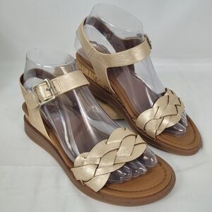 Eurosoft McKaila Wedge Strappy Sandals Gold Women's Size US 6 EU 37 New In Box